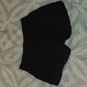 Black linen drawstring shorts